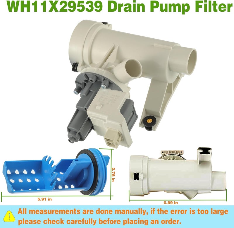 BOSHCHEN (Upgraded) WH11X29539 Washer Drain Pump and Filter Assembly Compatible with GE Front Load Washing Machines Clothes Washer Replacement Parts AP6986715 4962370 PS16217203 EAP16217203 B25-3A04 PD00065822 - Image 5